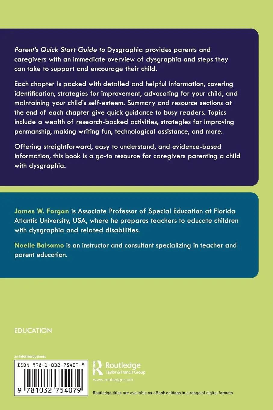 Rückseite: 9781032754079 | Parent's Quick Start Guide to Dysgraphia | James W. Forgan (u. a.)
