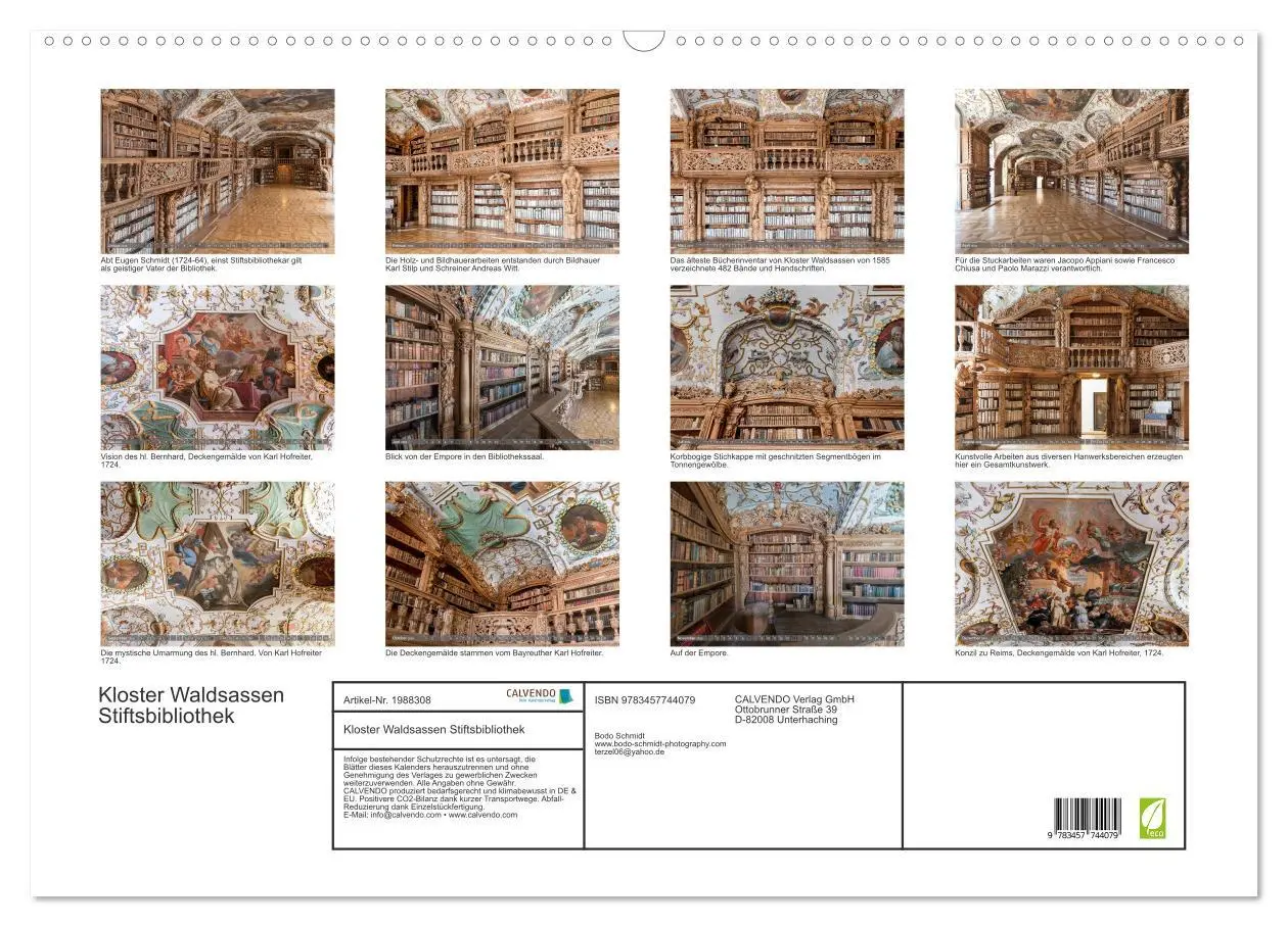 Bild: 9783457744079 | Kloster Waldsassen Stiftsbibliothek (Wandkalender 2026 DIN A2...