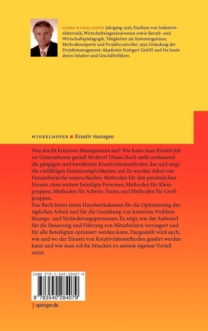 Rückseite: 9783540284079 | Kreativ managen | Georg Winkelhofer | Buch | xiii | Deutsch | 2006