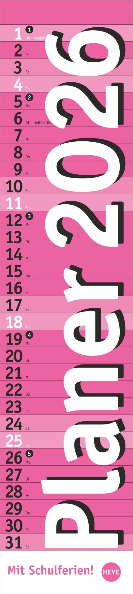 Cover: 9783756414079 | Langplaner, pink 2026 | Kalender | Bürokalender Heye | 13 S. | Deutsch