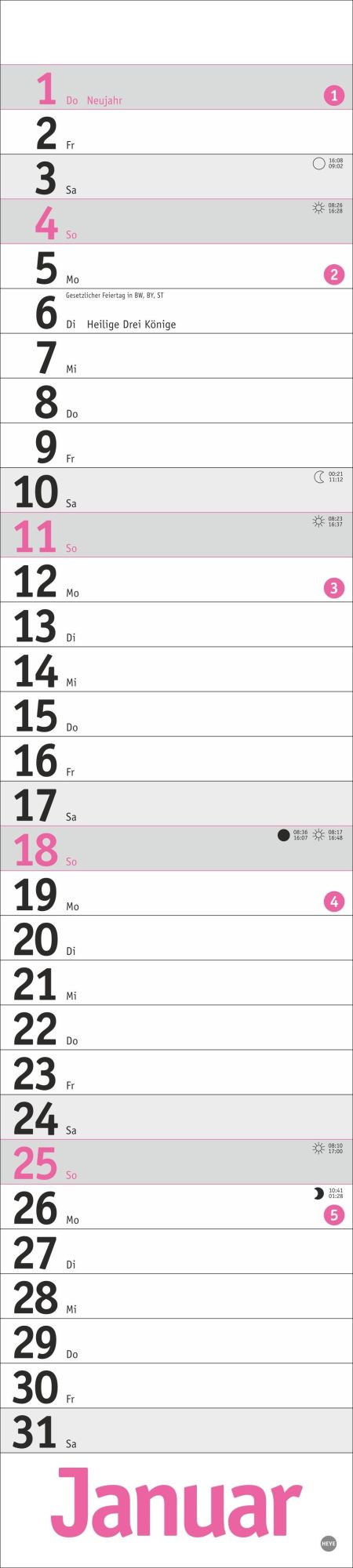 Bild: 9783756414079 | Langplaner, pink 2026 | Kalender | Bürokalender Heye | 13 S. | Deutsch