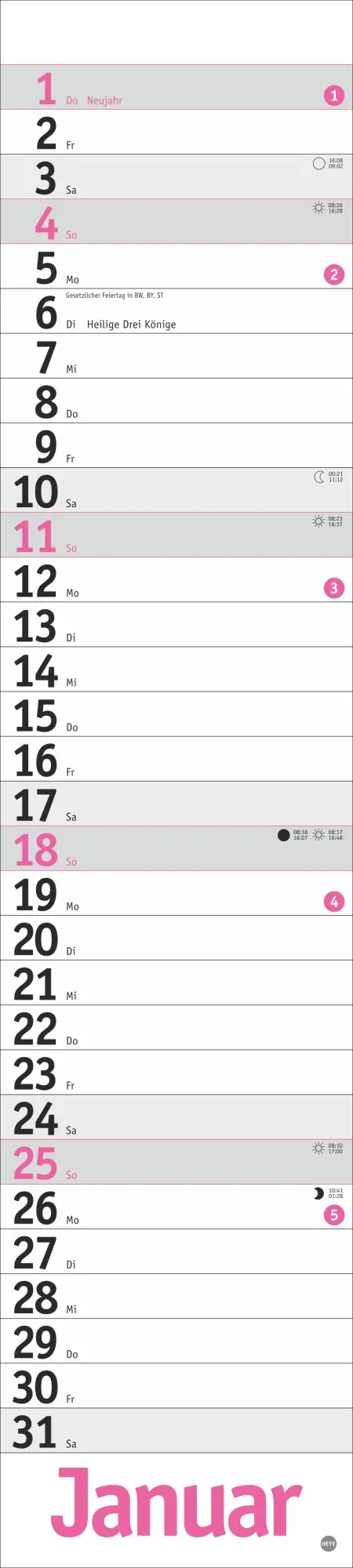 Bild: 9783756414079 | Langplaner, pink 2026 | Kalender | Bürokalender Heye | 13 S. | Deutsch