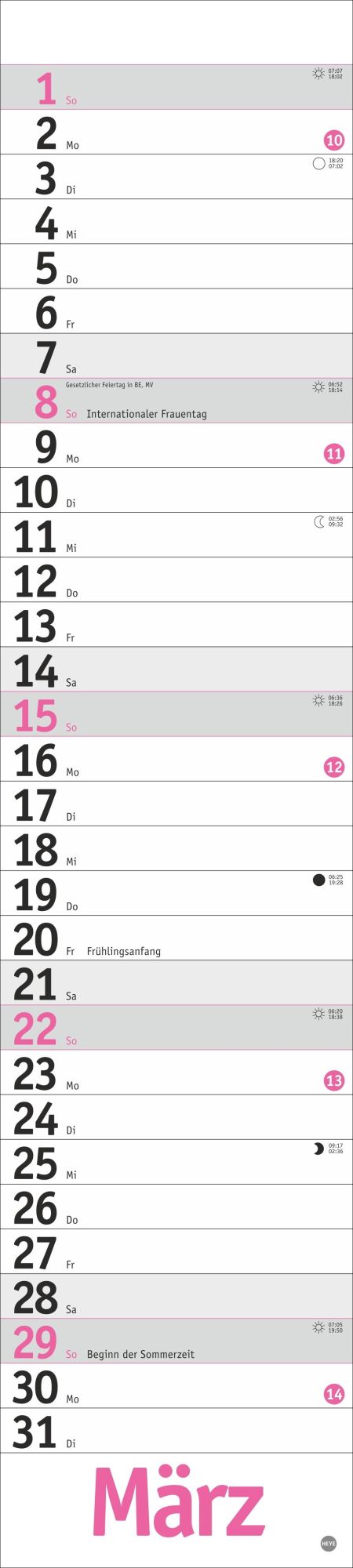 Bild: 9783756414079 | Langplaner, pink 2026 | Kalender | Bürokalender Heye | 13 S. | Deutsch