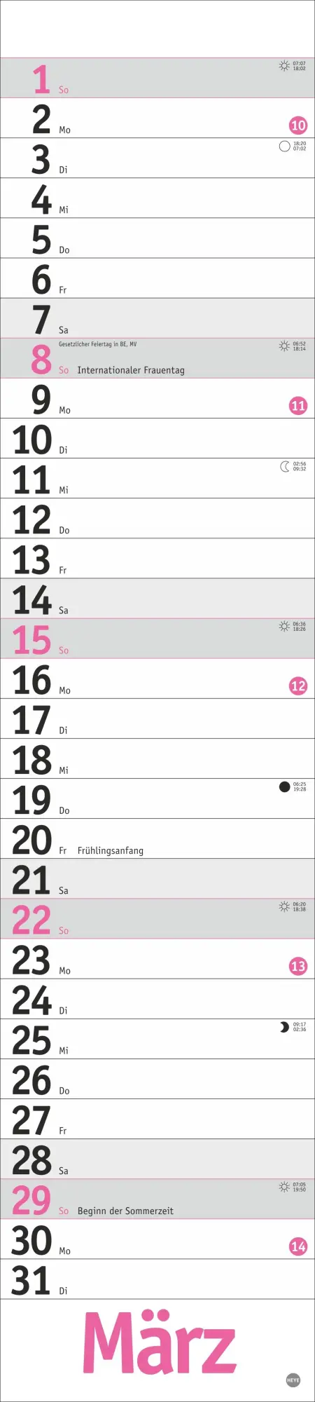 Bild: 9783756414079 | Langplaner, pink 2026 | Kalender | Bürokalender Heye | 13 S. | Deutsch