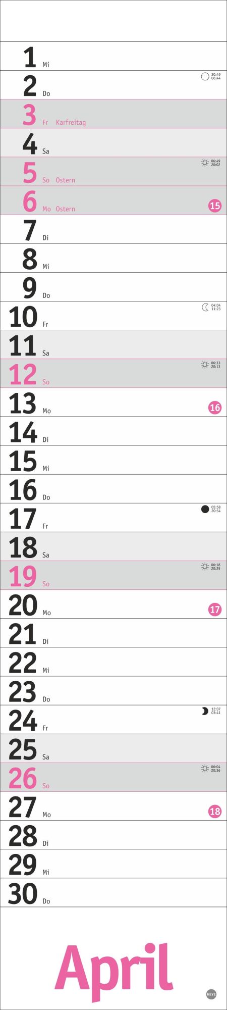 Bild: 9783756414079 | Langplaner, pink 2026 | Kalender | Bürokalender Heye | 13 S. | Deutsch