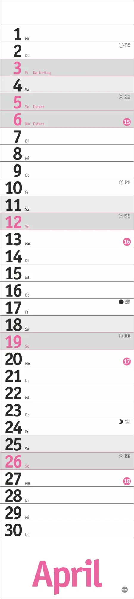 Bild: 9783756414079 | Langplaner, pink 2026 | Kalender | Bürokalender Heye | 13 S. | Deutsch