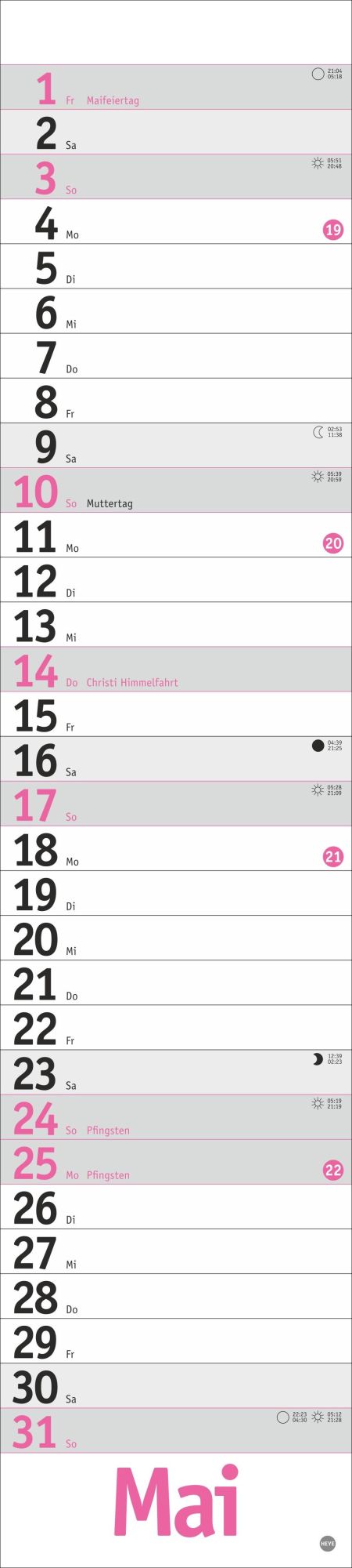 Bild: 9783756414079 | Langplaner, pink 2026 | Kalender | Bürokalender Heye | 13 S. | Deutsch