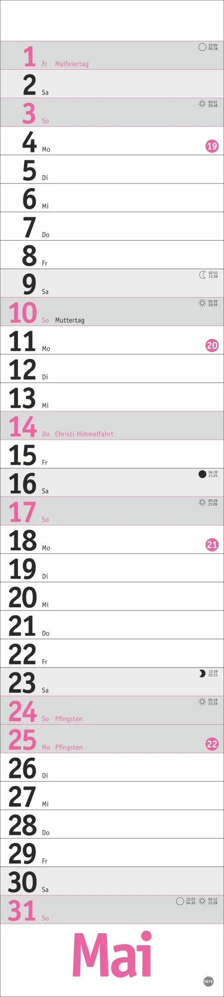 Bild: 9783756414079 | Langplaner, pink 2026 | Kalender | Bürokalender Heye | 13 S. | Deutsch