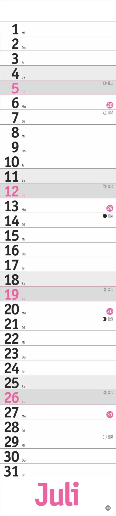 Bild: 9783756414079 | Langplaner, pink 2026 | Kalender | Bürokalender Heye | 13 S. | Deutsch