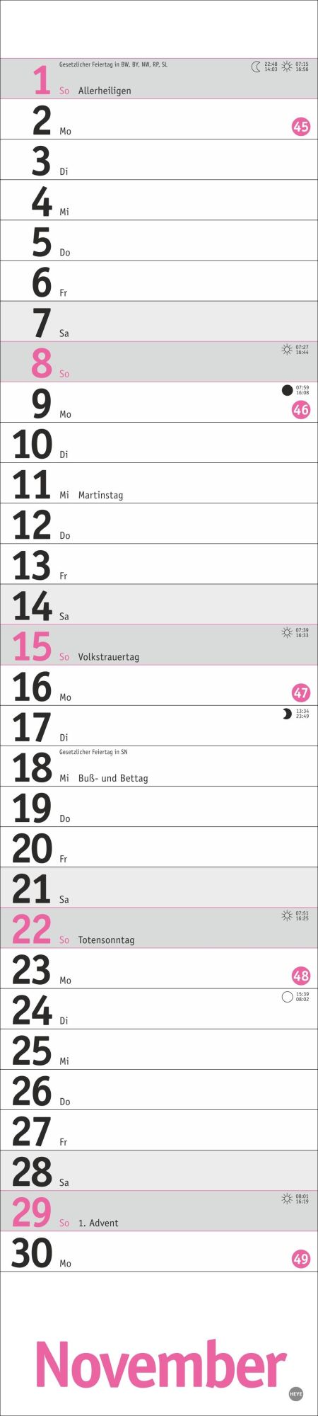 Bild: 9783756414079 | Langplaner, pink 2026 | Kalender | Bürokalender Heye | 13 S. | Deutsch