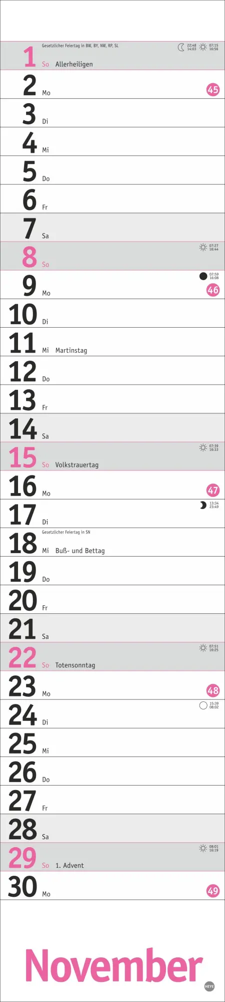 Bild: 9783756414079 | Langplaner, pink 2026 | Kalender | Bürokalender Heye | 13 S. | Deutsch