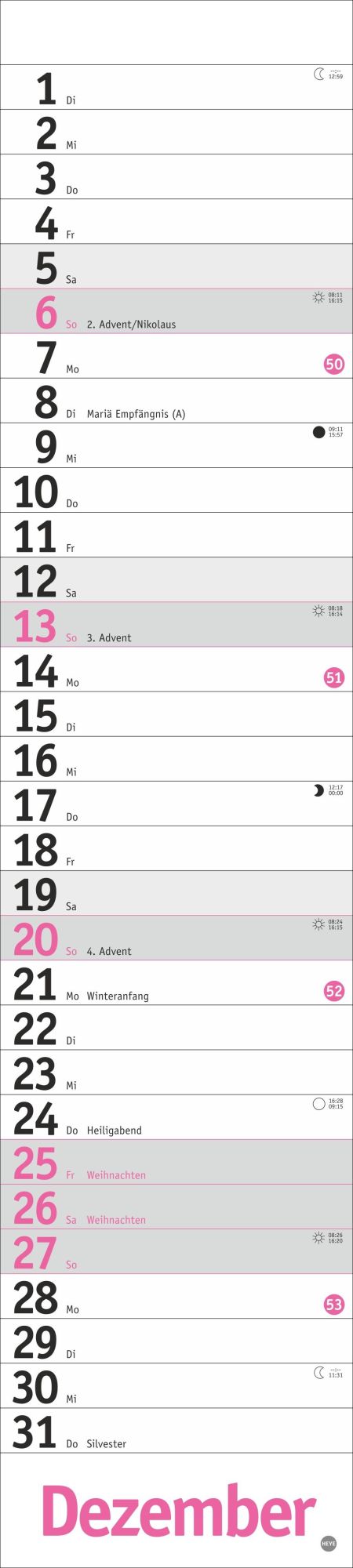 Bild: 9783756414079 | Langplaner, pink 2026 | Kalender | Bürokalender Heye | 13 S. | Deutsch