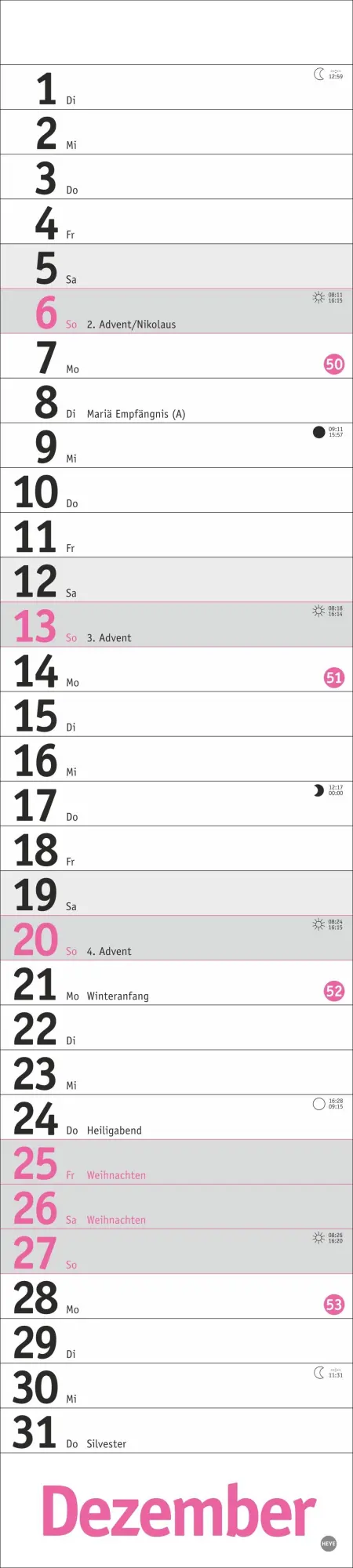 Bild: 9783756414079 | Langplaner, pink 2026 | Kalender | Bürokalender Heye | 13 S. | Deutsch