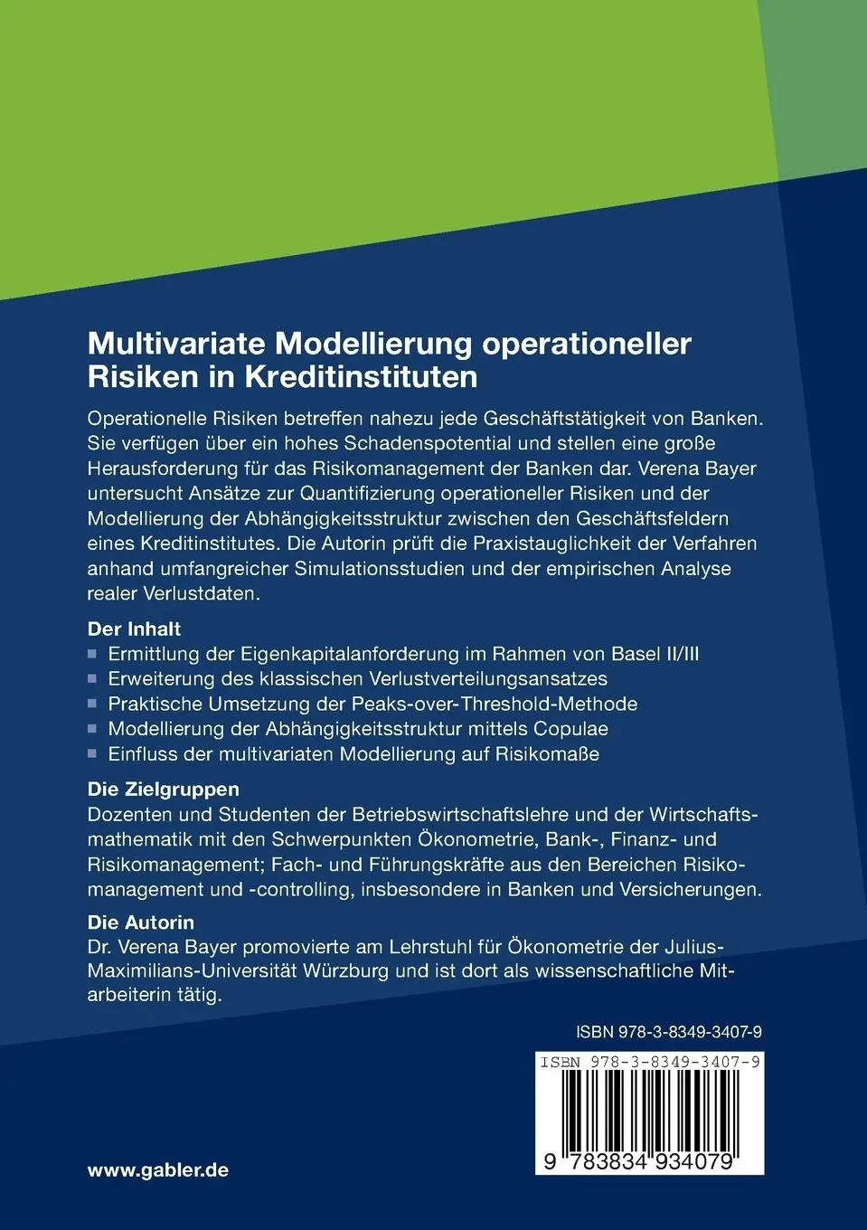 Rückseite: 9783834934079 | Multivariate Modellierung operationeller Risiken in Kreditinstituten