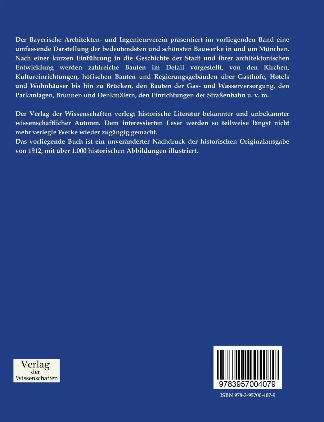 Rückseite: 9783957004079 | München und seine Bauten | (Hg. | Taschenbuch | 836 S. | Deutsch