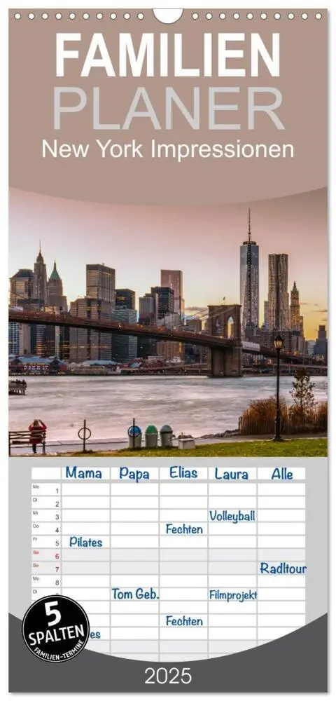 Cover: 9783457114179 | Familienplaner 2025 - New York Impressionen mit 5 Spalten...
