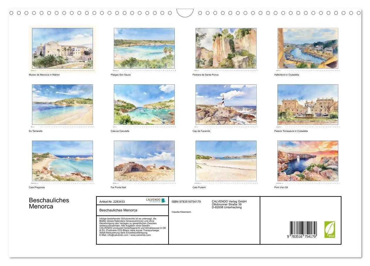 Bild: 9783516754179 | Beschauliches Menorca (Wandkalender 2027 DIN A3 quer), CALVENDO...