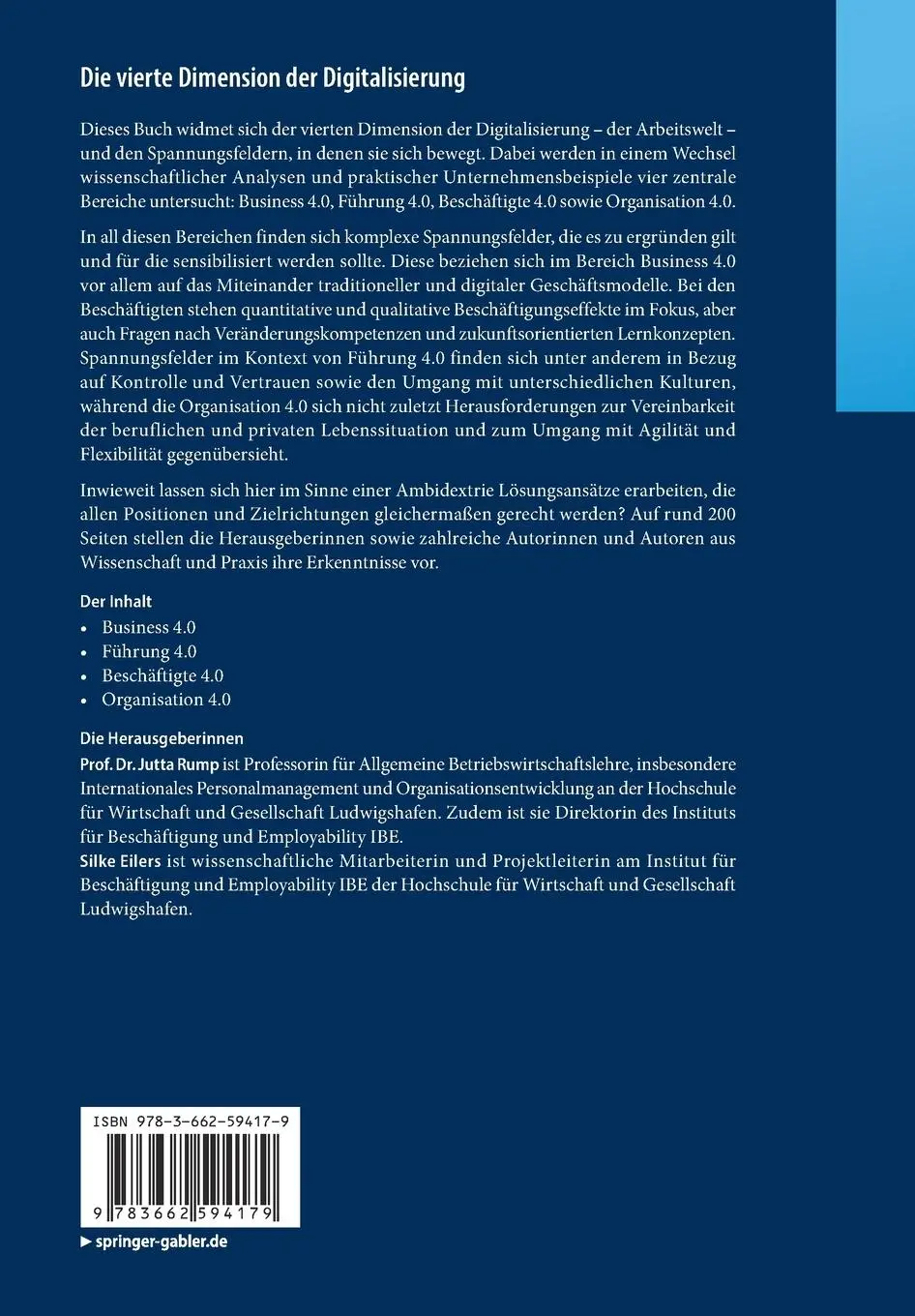 Rückseite: 9783662594179 | Die vierte Dimension der Digitalisierung | Silke Eilers (u. a.) | Buch