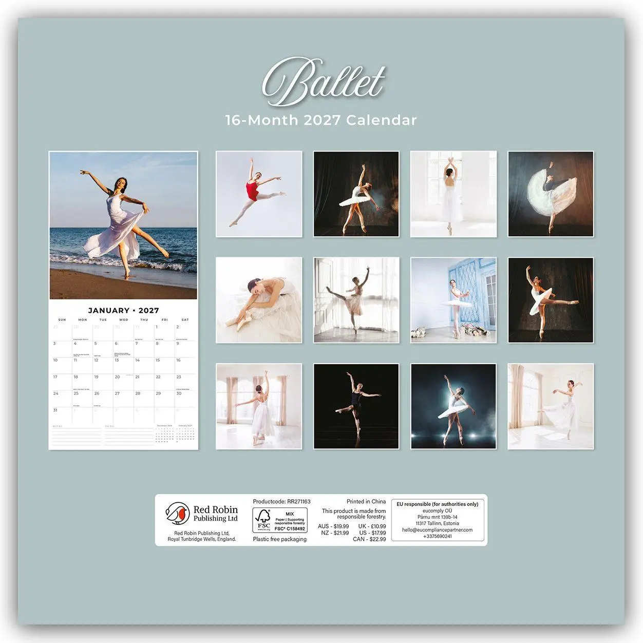 Rückseite: 9781837014279 | Ballet - Ballett 2027 - 16-Monatskalender | Robin Red | Kalender
