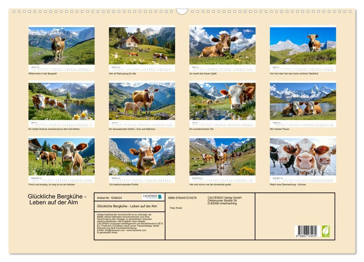 Bild: 9783457274279 | Glückliche Bergkühe - Leben auf der Alm (Wandkalender 2026 DIN A2...