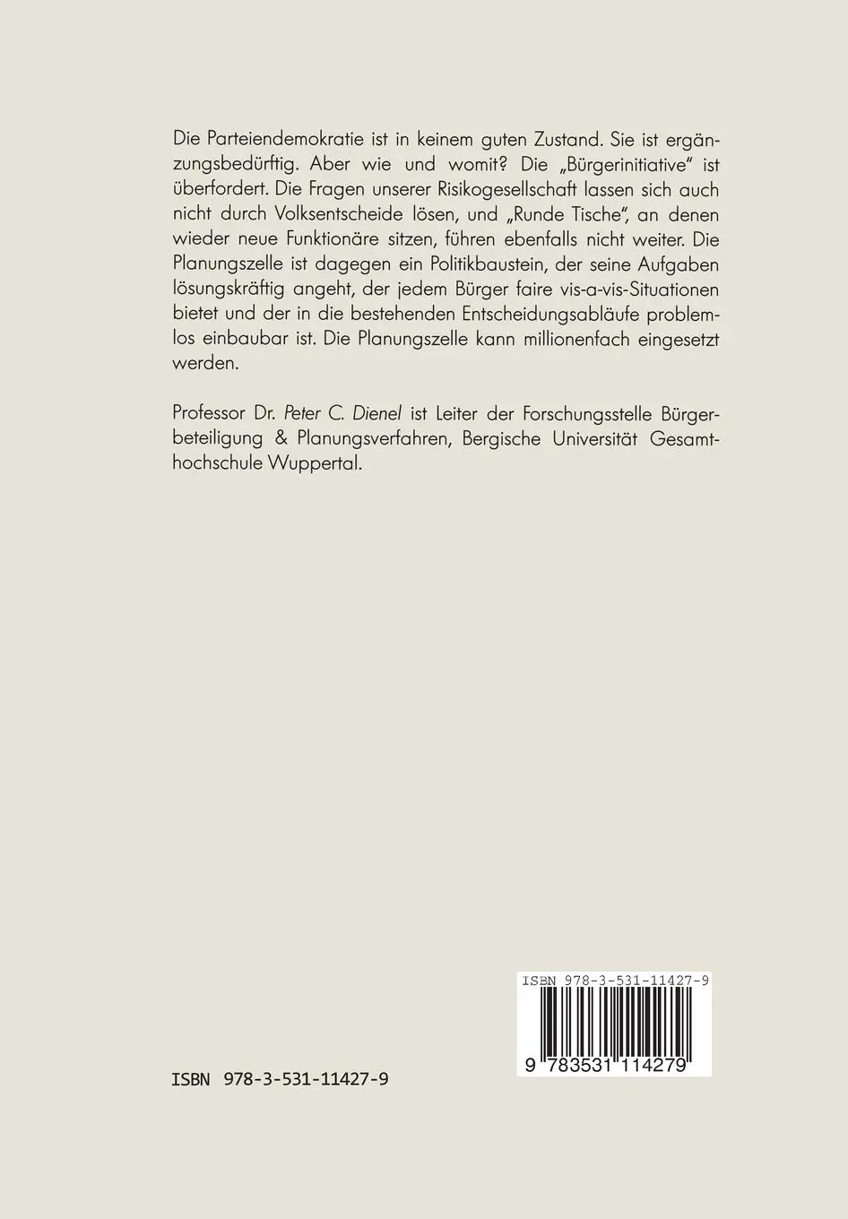 Rückseite: 9783531114279 | Die Planungszelle | Peter C. Dienel | Taschenbuch | Deutsch | 1978