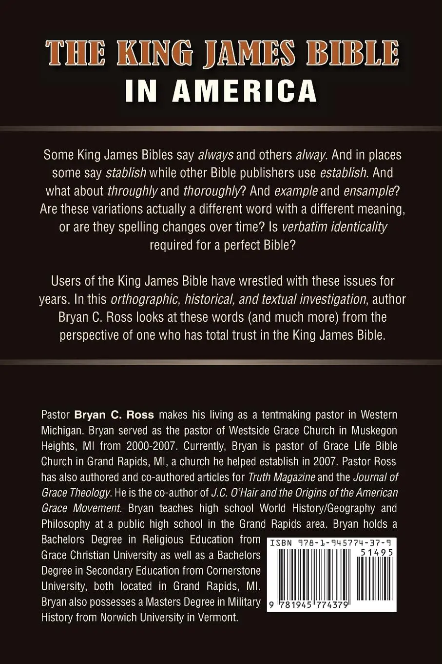 Rückseite: 9781945774379 | The King James Bible in America | Bryan C. Ross | Taschenbuch | 2019