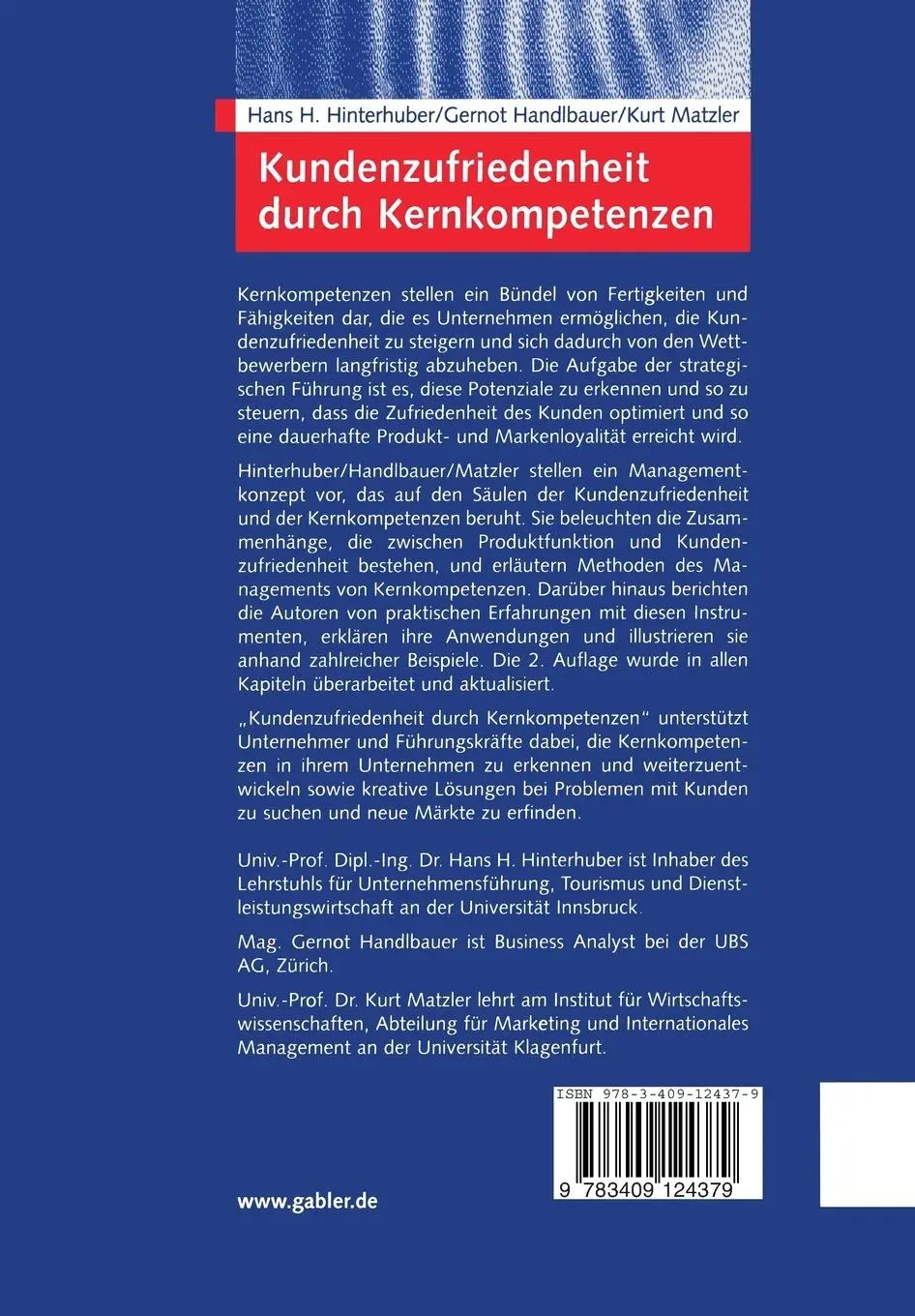 Rückseite: 9783409124379 | Kundenzufriedenheit durch Kernkompetenzen | Hinterhuber (u. a.) | Buch