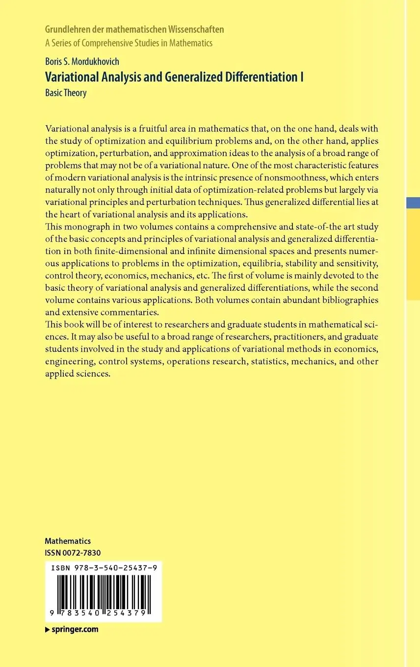 Rückseite: 9783540254379 | Variational Analysis and Generalized Differentiation I | Basic Theory