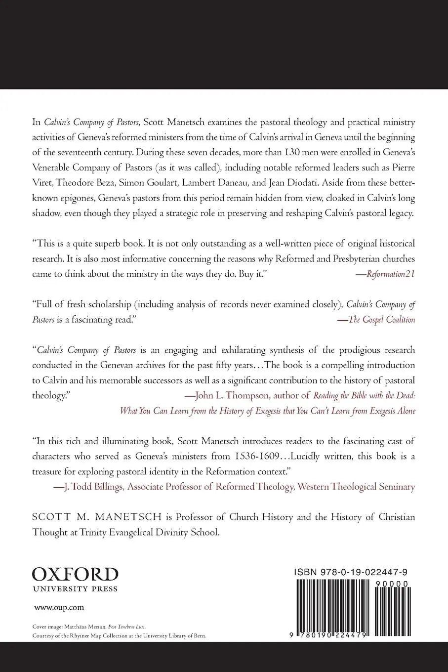 Rückseite: 9780190224479 | Calvin's Company of Pastors | Scott M. Manetsch | Taschenbuch | 2015