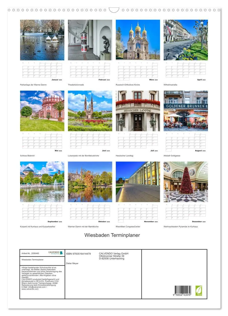 Bild: 9783516414479 | Wiesbaden Terminplaner (Wandkalender 2026 DIN A2 hoch), CALVENDO...