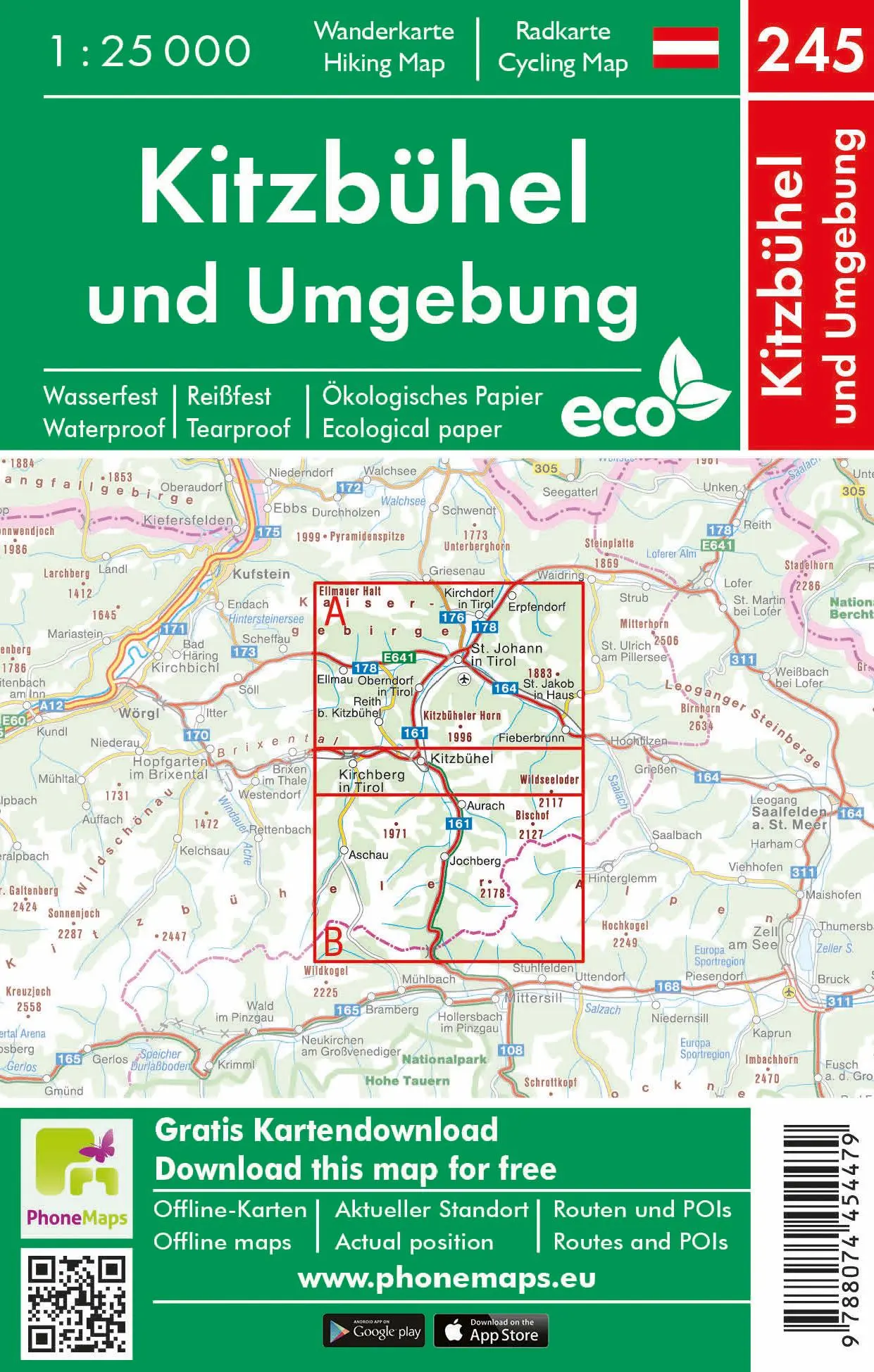 Rückseite: 9788074454479 | Kitzbühel und Umgebung, Wander - Radkarte 1 : 25 000 | Berndt | 2019