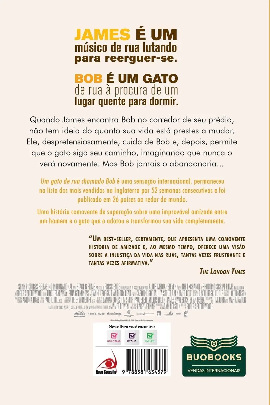 Rückseite: 9788581634579 | Um Gato de Rua Chamado Bob | James Bowen | Taschenbuch | Portugiesisch