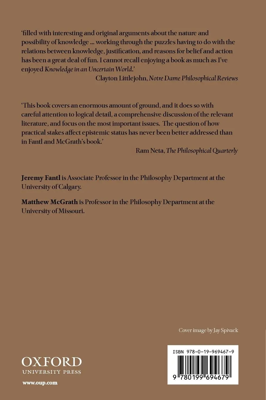 Rückseite: 9780199694679 | Knowledge in an Uncertain World | Jeremy Fantl (u. a.) | Taschenbuch