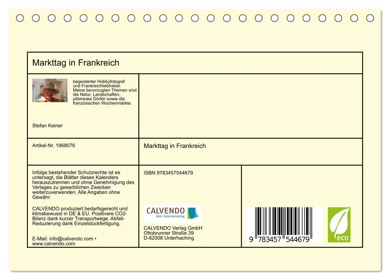 Bild: 9783457544679 | Markttag in Frankreich (Tischkalender 2026 DIN A5 quer), CALVENDO...