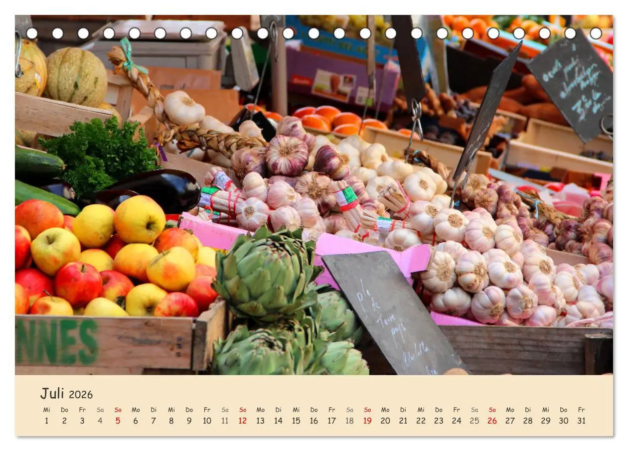 Bild: 9783457544679 | Markttag in Frankreich (Tischkalender 2026 DIN A5 quer), CALVENDO...
