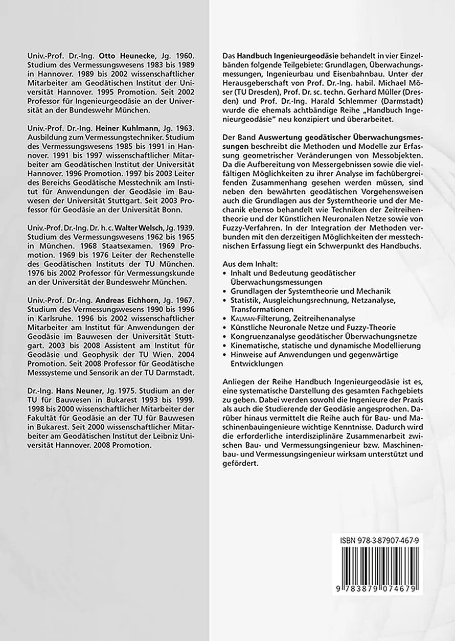 Rückseite: 9783879074679 | Handbuch Ingenieurgeodäsie | Otto Heunecke (u. a.) | Taschenbuch | XVI