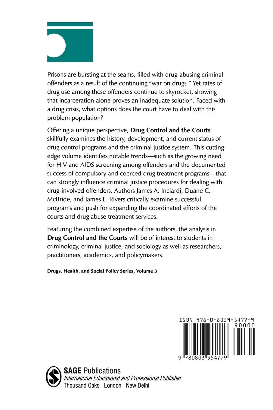 Rückseite: 9780803954779 | Drug Control and the Courts | James A. Inciardi (u. a.) | Taschenbuch