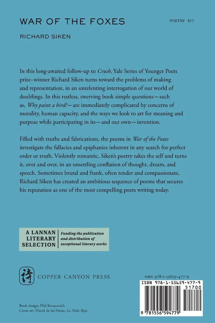 Rückseite: 9781556594779 | War of the Foxes | Richard Siken | Taschenbuch | Englisch | 2015