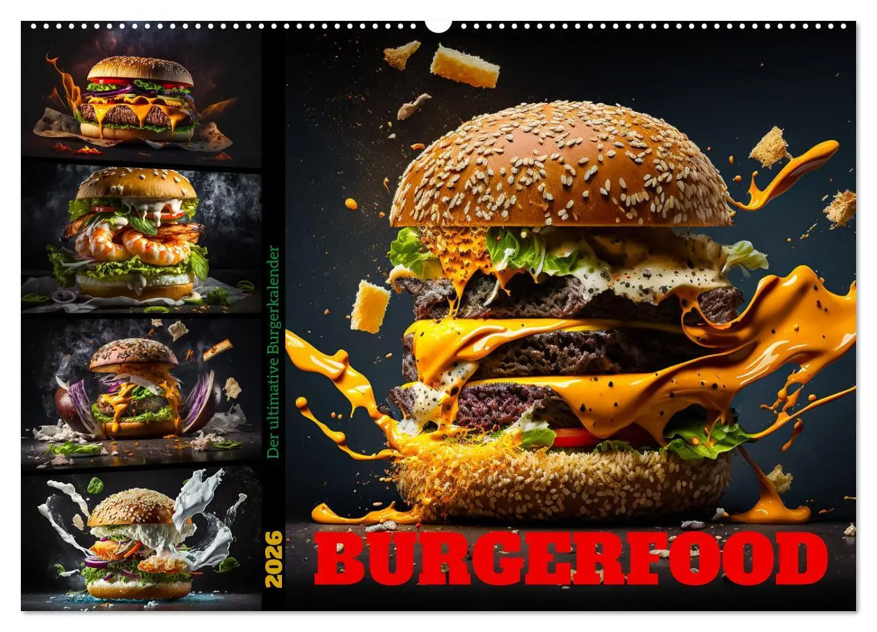 Cover: 9783457534779 | Burgerfood (Wandkalender 2026 DIN A2 quer), CALVENDO Monatskalender