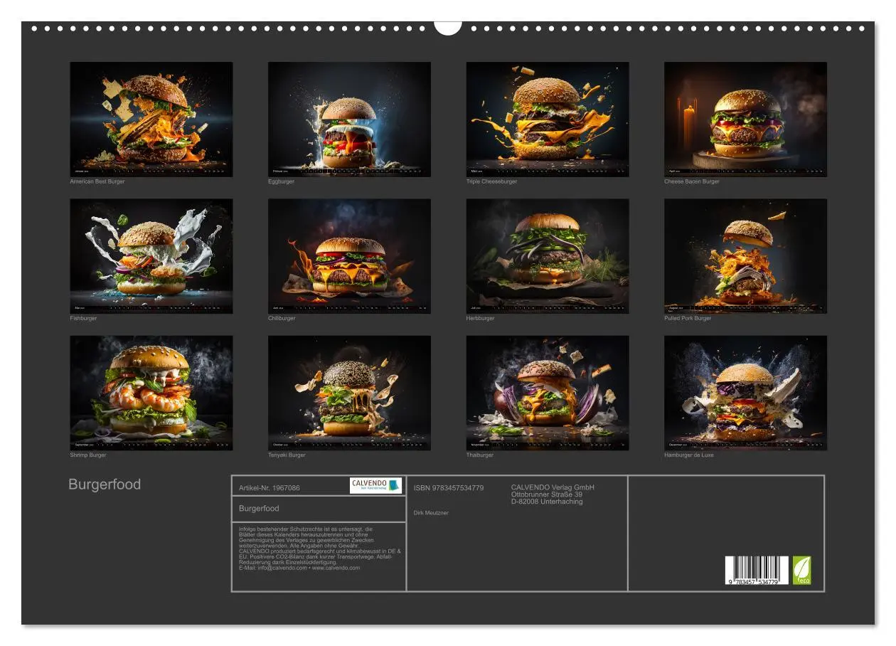 Bild: 9783457534779 | Burgerfood (Wandkalender 2026 DIN A2 quer), CALVENDO Monatskalender