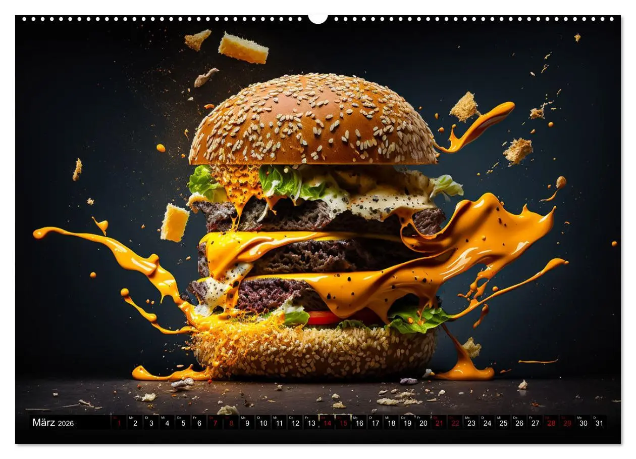 Bild: 9783457534779 | Burgerfood (Wandkalender 2026 DIN A2 quer), CALVENDO Monatskalender