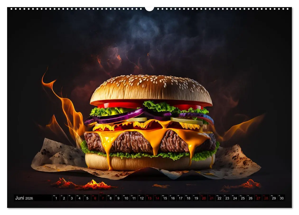 Bild: 9783457534779 | Burgerfood (Wandkalender 2026 DIN A2 quer), CALVENDO Monatskalender