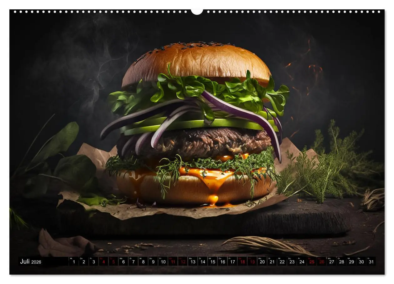 Bild: 9783457534779 | Burgerfood (Wandkalender 2026 DIN A2 quer), CALVENDO Monatskalender
