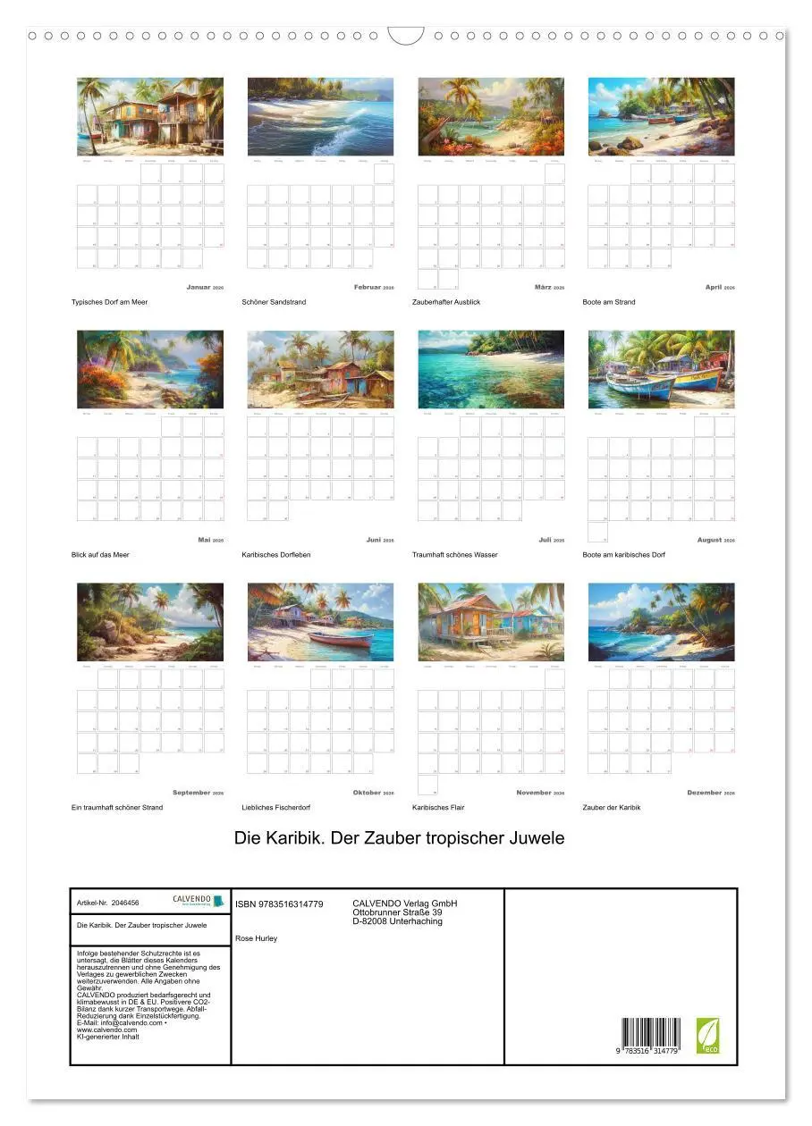 Bild: 9783516314779 | Die Karibik. Der Zauber tropischer Juwele (Wandkalender 2026 DIN A2...