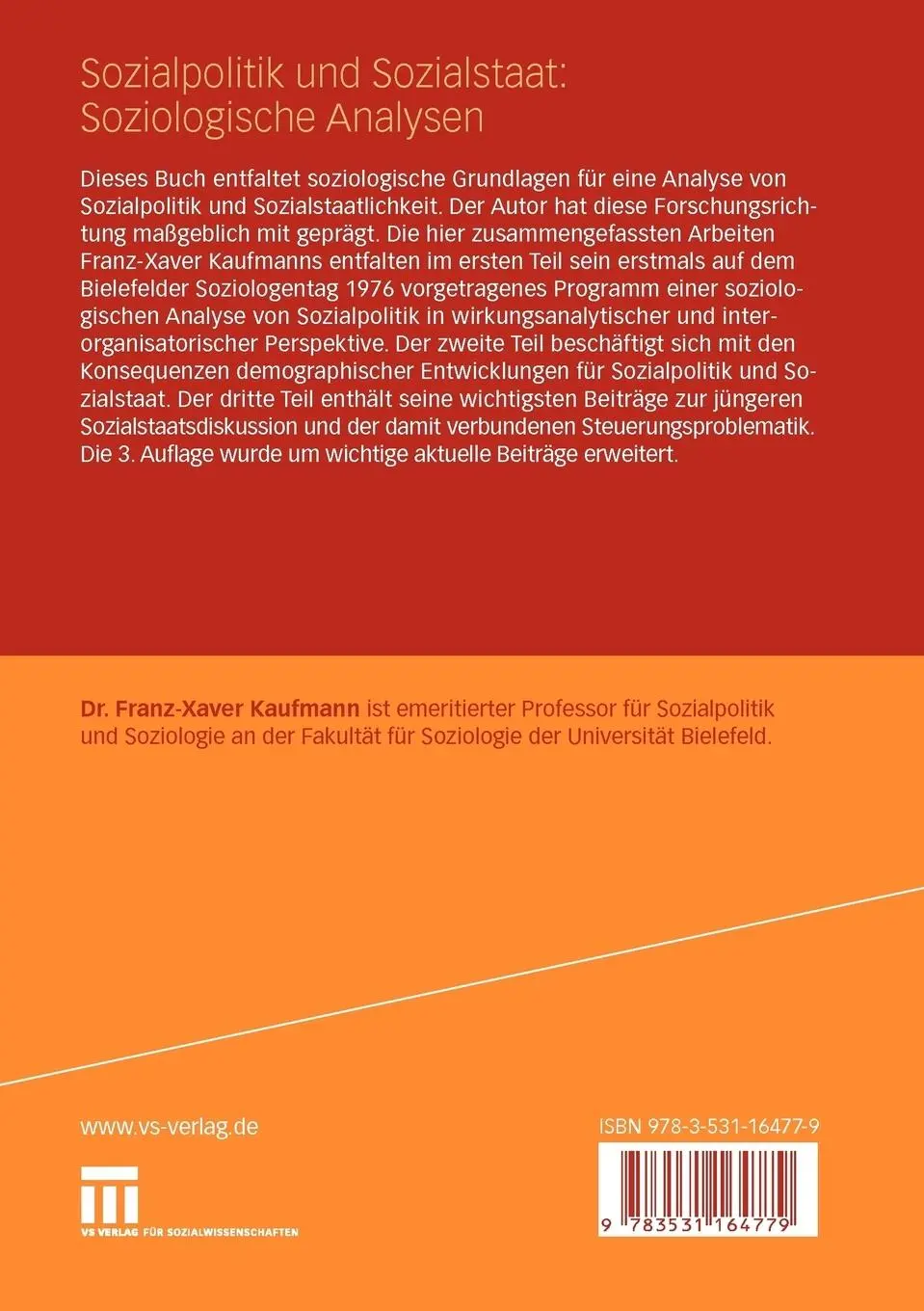 Rückseite: 9783531164779 | Sozialpolitik und Sozialstaat: Soziologische Analysen | Kaufmann