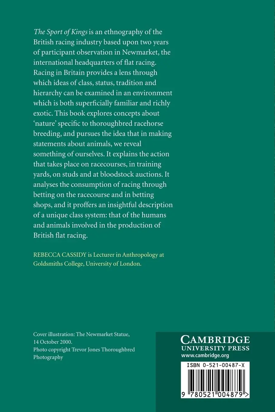 Rückseite: 9780521004879 | The Sport of Kings | Rebecca Cassidy | Taschenbuch | Englisch | 2007