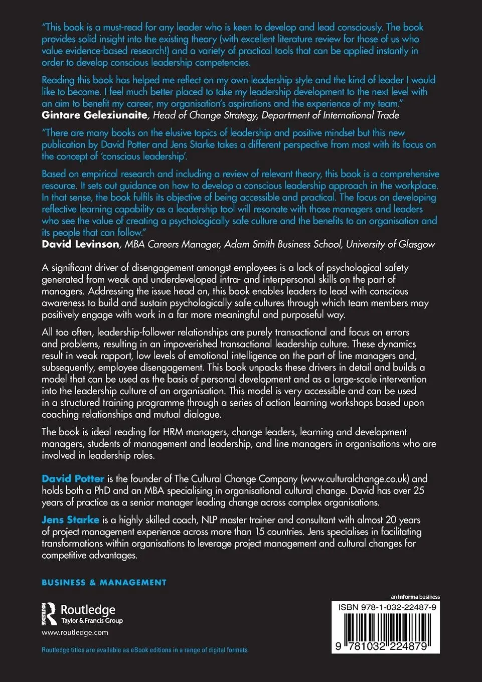 Rückseite: 9781032224879 | Building a Culture of Conscious Leadership | David Potter (u. a.)