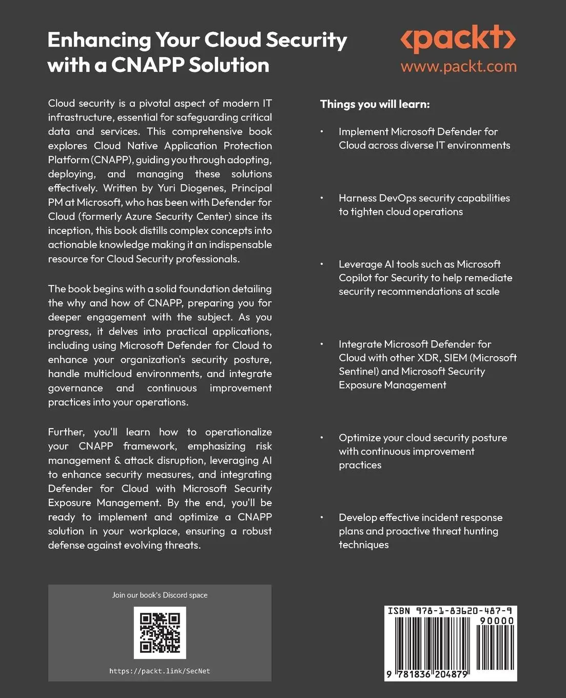Rückseite: 9781836204879 | Enhancing Your Cloud Security with a CNAPP Solution | Yuri Diogenes