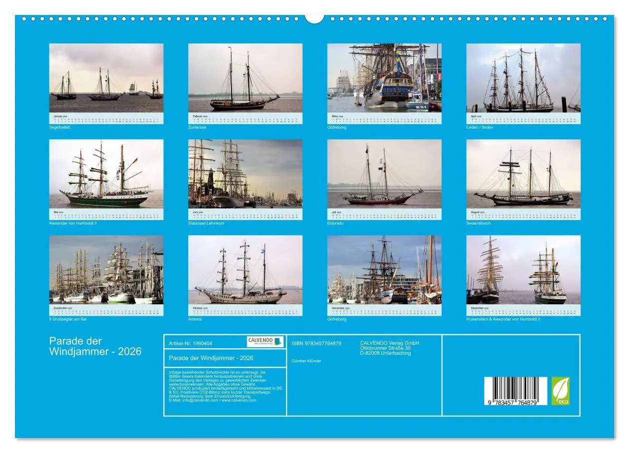 Bild: 9783457764879 | Parade der Windjammer - 2026 (hochwertiger Premium Wandkalender...