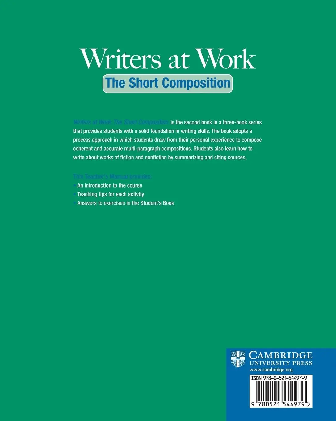 Rückseite: 9780521544979 | Writers at Work | The Short Composition | Ann O. Strauch | Taschenbuch